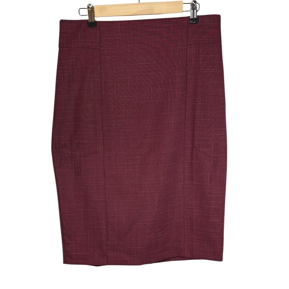 Ann Taylor Womens Burgundy Crosshatch Textured Pencil Skirt Size 12 NEW